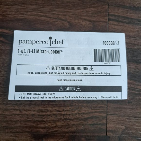 Pampered Chef 1 Quart Micro Cooker Black Microwave Safe Bowl w/ Lid Strainer NEW - Picture 5 of 7